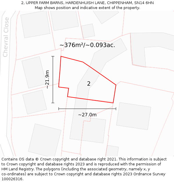 2, UPPER FARM BARNS, HARDENHUISH LANE, CHIPPENHAM, SN14 6HN: Plot and title map