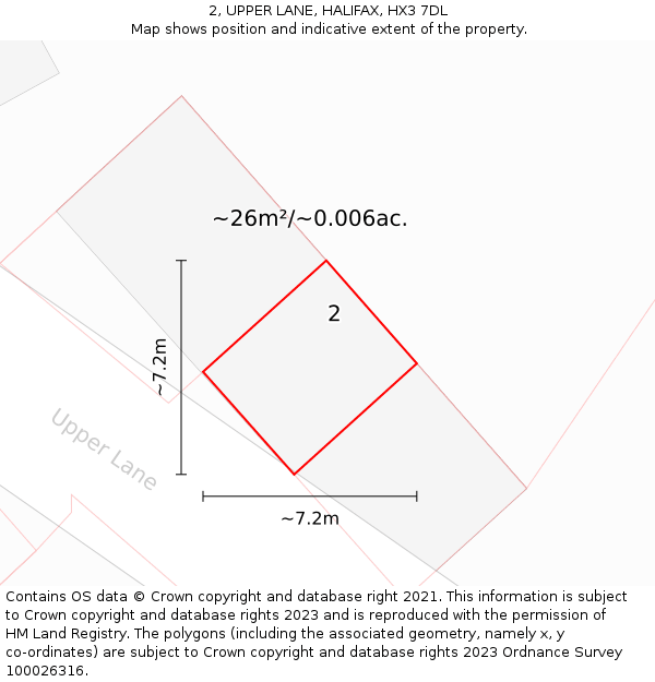 2, UPPER LANE, HALIFAX, HX3 7DL: Plot and title map