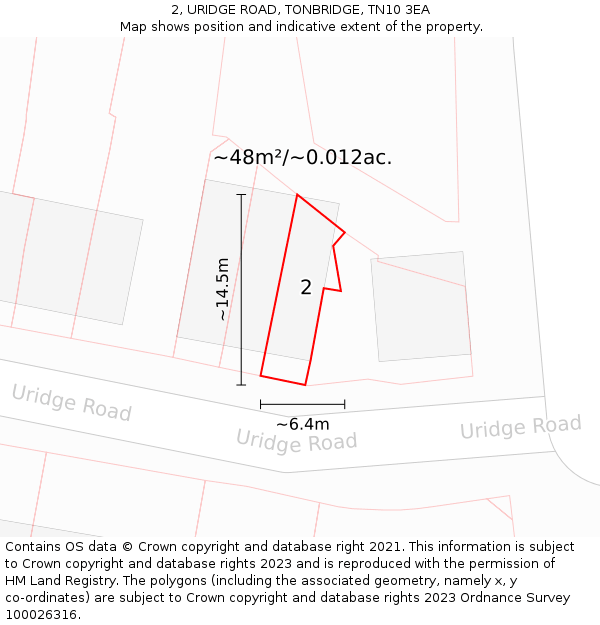 2, URIDGE ROAD, TONBRIDGE, TN10 3EA: Plot and title map