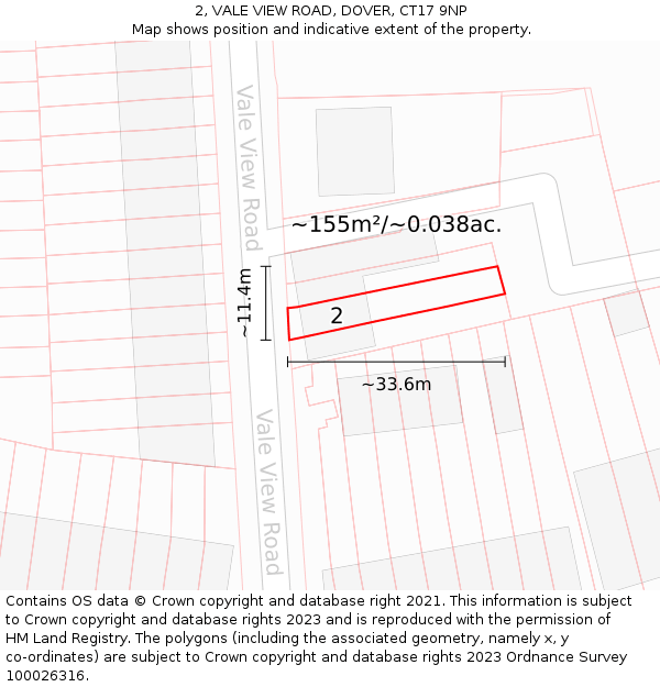 2, VALE VIEW ROAD, DOVER, CT17 9NP: Plot and title map