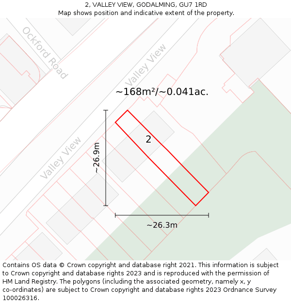 2, VALLEY VIEW, GODALMING, GU7 1RD: Plot and title map