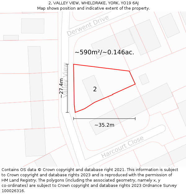 2, VALLEY VIEW, WHELDRAKE, YORK, YO19 6AJ: Plot and title map