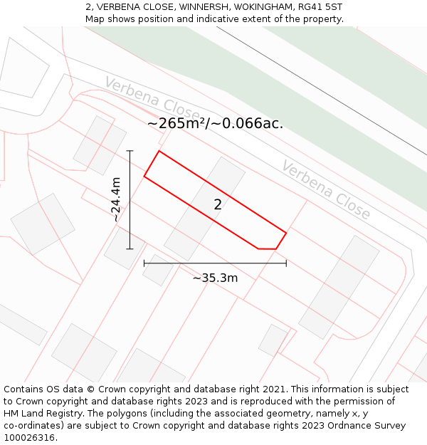 2, VERBENA CLOSE, WINNERSH, WOKINGHAM, RG41 5ST: Plot and title map