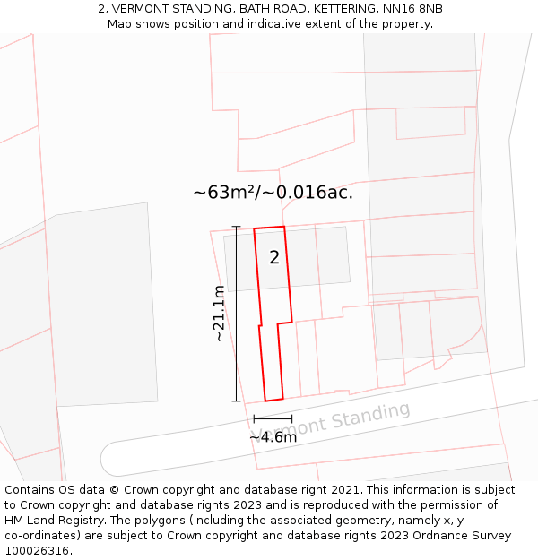 2, VERMONT STANDING, BATH ROAD, KETTERING, NN16 8NB: Plot and title map