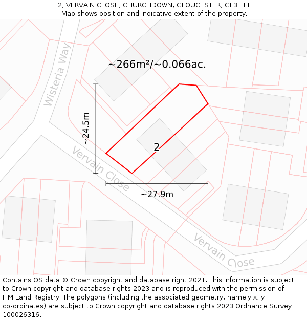2, VERVAIN CLOSE, CHURCHDOWN, GLOUCESTER, GL3 1LT: Plot and title map