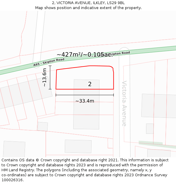 2, VICTORIA AVENUE, ILKLEY, LS29 9BL: Plot and title map
