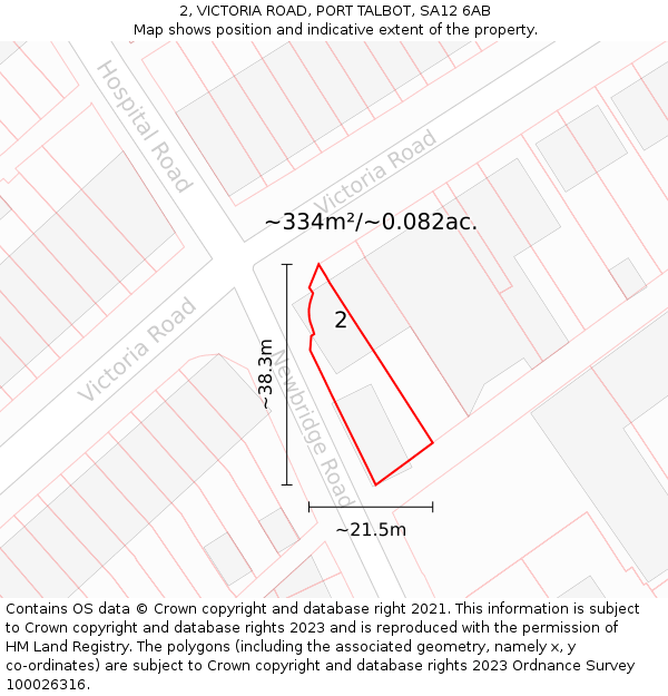 2, VICTORIA ROAD, PORT TALBOT, SA12 6AB: Plot and title map
