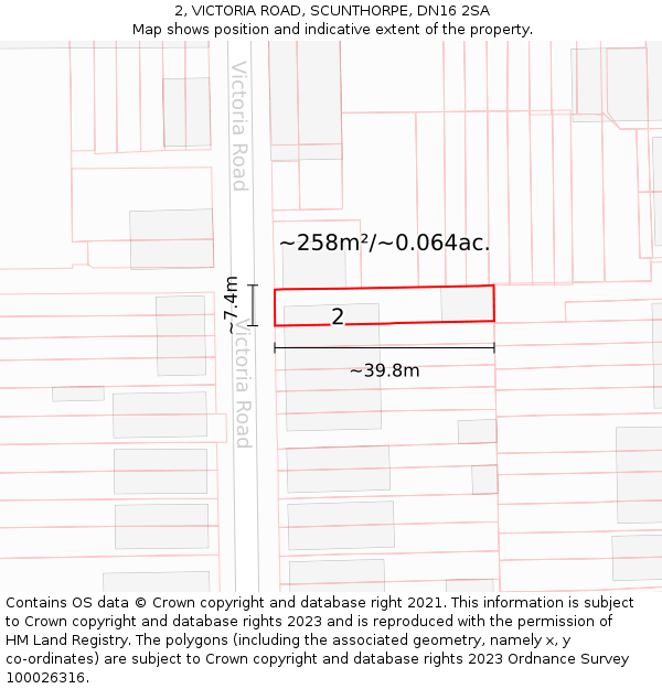 2, VICTORIA ROAD, SCUNTHORPE, DN16 2SA: Plot and title map