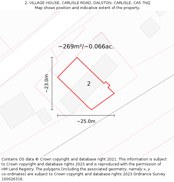 2, VILLAGE HOUSE, CARLISLE ROAD, DALSTON, CARLISLE, CA5 7NQ: Plot and title map