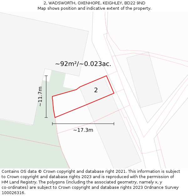 2, WADSWORTH, OXENHOPE, KEIGHLEY, BD22 9ND: Plot and title map