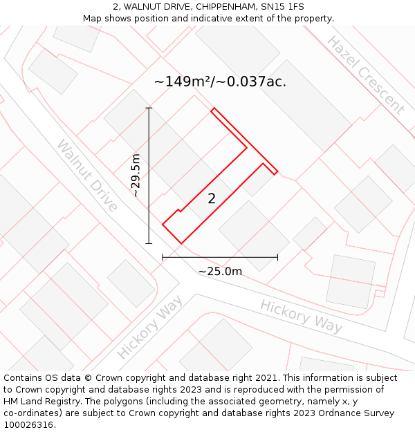 2, WALNUT DRIVE, CHIPPENHAM, SN15 1FS: Plot and title map