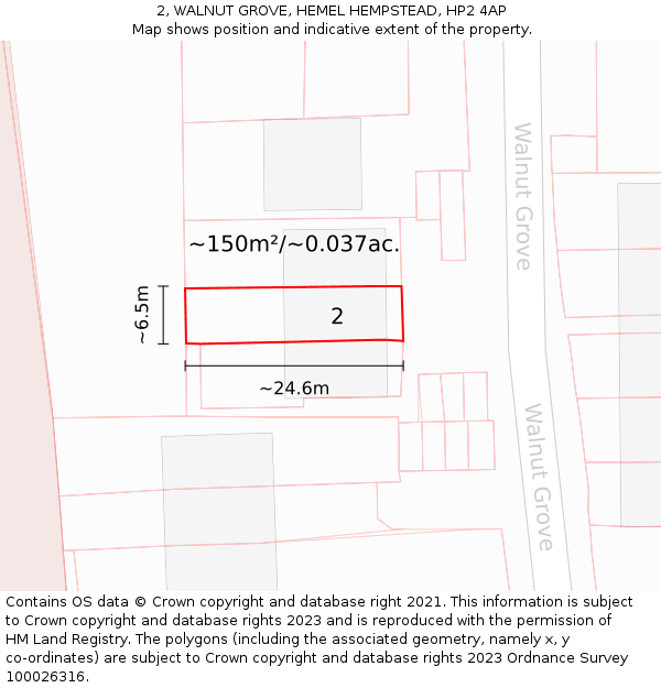 2, WALNUT GROVE, HEMEL HEMPSTEAD, HP2 4AP: Plot and title map