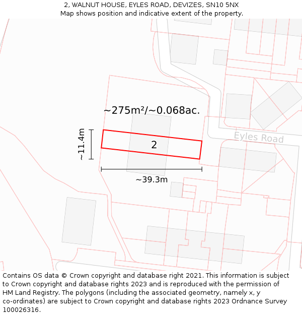 2, WALNUT HOUSE, EYLES ROAD, DEVIZES, SN10 5NX: Plot and title map