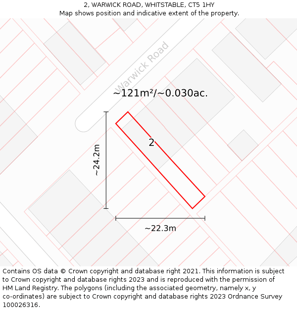 2, WARWICK ROAD, WHITSTABLE, CT5 1HY: Plot and title map
