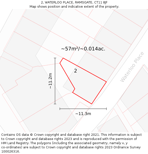 2, WATERLOO PLACE, RAMSGATE, CT11 8JF: Plot and title map