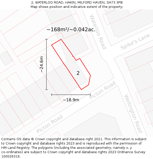 2, WATERLOO ROAD, HAKIN, MILFORD HAVEN, SA73 3PB: Plot and title map
