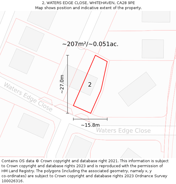 2, WATERS EDGE CLOSE, WHITEHAVEN, CA28 9PE: Plot and title map