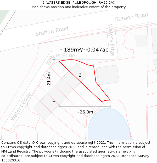2, WATERS EDGE, PULBOROUGH, RH20 1AX: Plot and title map