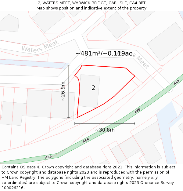 2, WATERS MEET, WARWICK BRIDGE, CARLISLE, CA4 8RT: Plot and title map