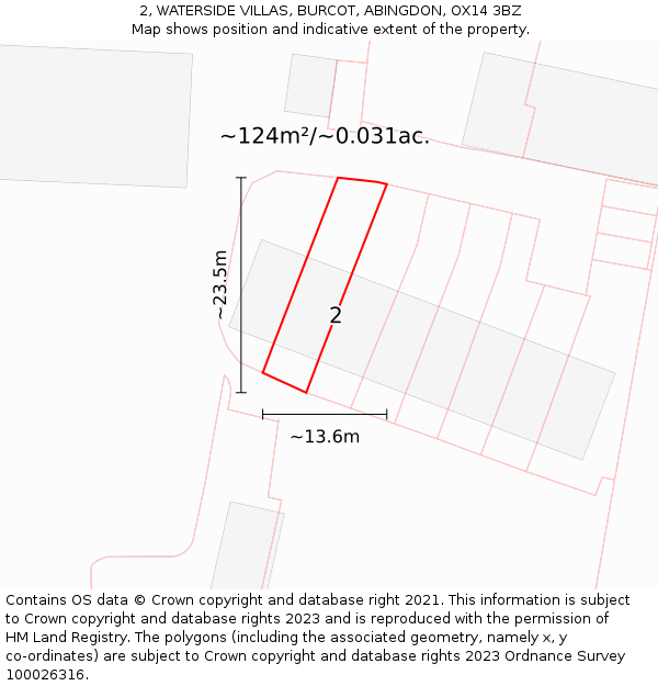 2, WATERSIDE VILLAS, BURCOT, ABINGDON, OX14 3BZ: Plot and title map