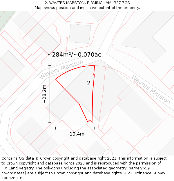 2, WAVERS MARSTON, BIRMINGHAM, B37 7GS: Plot and title map