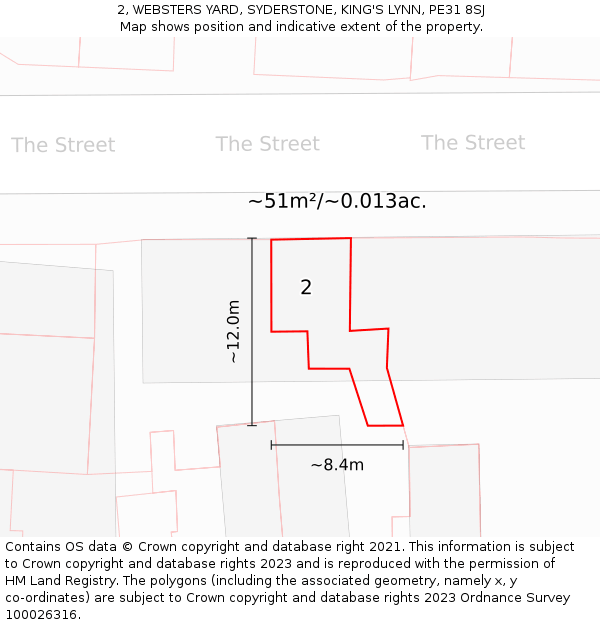 2, WEBSTERS YARD, SYDERSTONE, KING'S LYNN, PE31 8SJ: Plot and title map