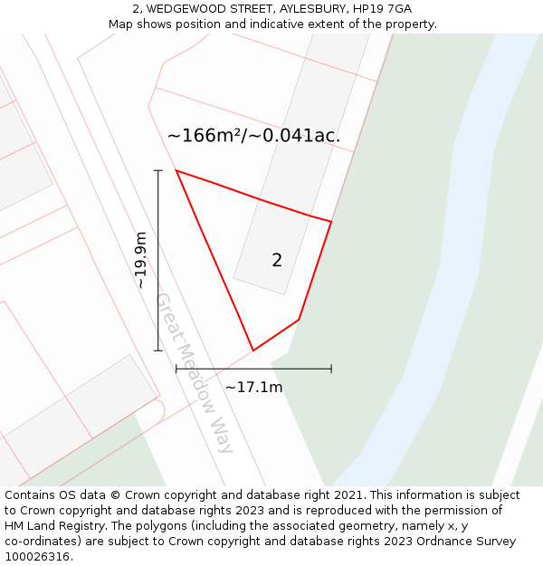2, WEDGEWOOD STREET, AYLESBURY, HP19 7GA: Plot and title map