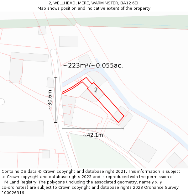 2, WELLHEAD, MERE, WARMINSTER, BA12 6EH: Plot and title map