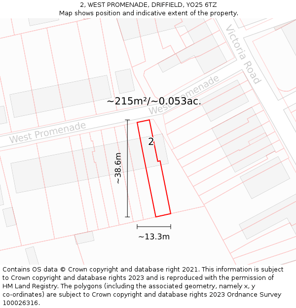 2, WEST PROMENADE, DRIFFIELD, YO25 6TZ: Plot and title map