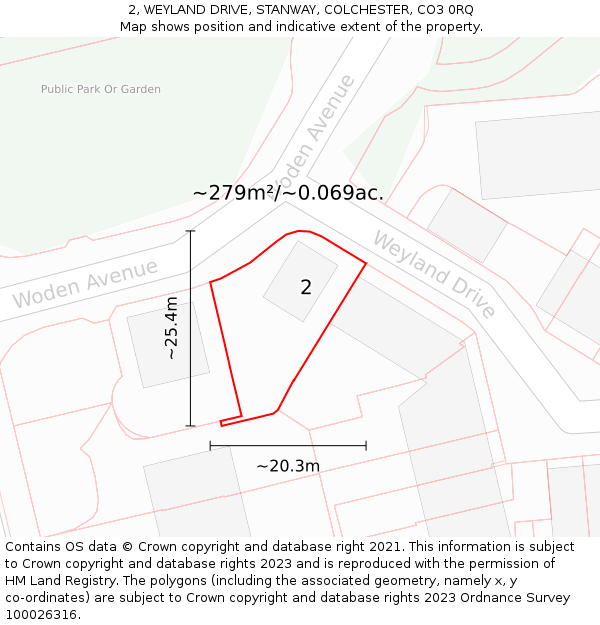 2, WEYLAND DRIVE, STANWAY, COLCHESTER, CO3 0RQ: Plot and title map