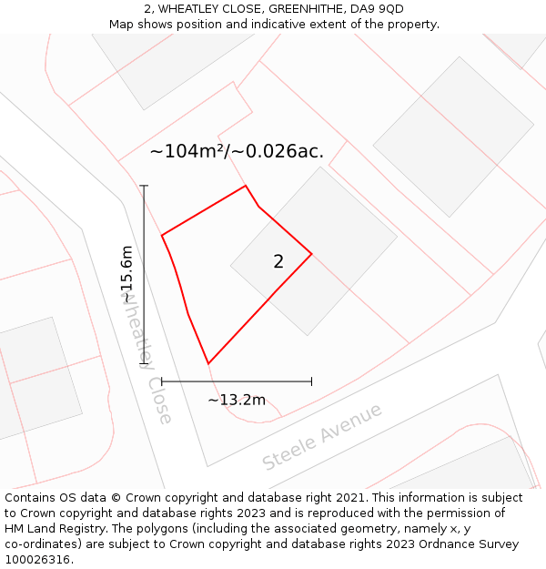 2, WHEATLEY CLOSE, GREENHITHE, DA9 9QD: Plot and title map