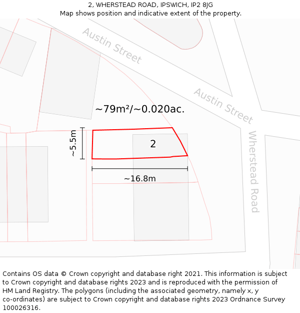 2, WHERSTEAD ROAD, IPSWICH, IP2 8JG: Plot and title map
