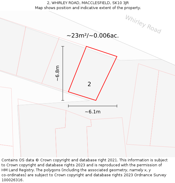 2, WHIRLEY ROAD, MACCLESFIELD, SK10 3JR: Plot and title map