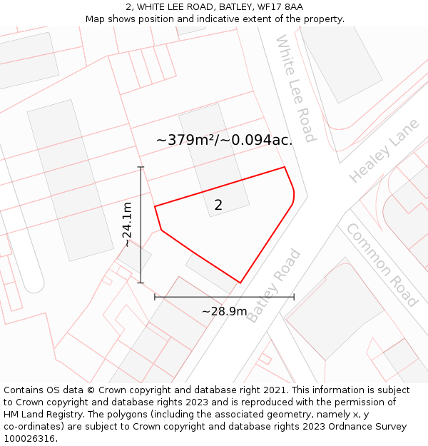 2, WHITE LEE ROAD, BATLEY, WF17 8AA: Plot and title map