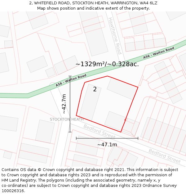 2, WHITEFIELD ROAD, STOCKTON HEATH, WARRINGTON, WA4 6LZ: Plot and title map