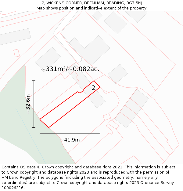 2, WICKENS CORNER, BEENHAM, READING, RG7 5NJ: Plot and title map