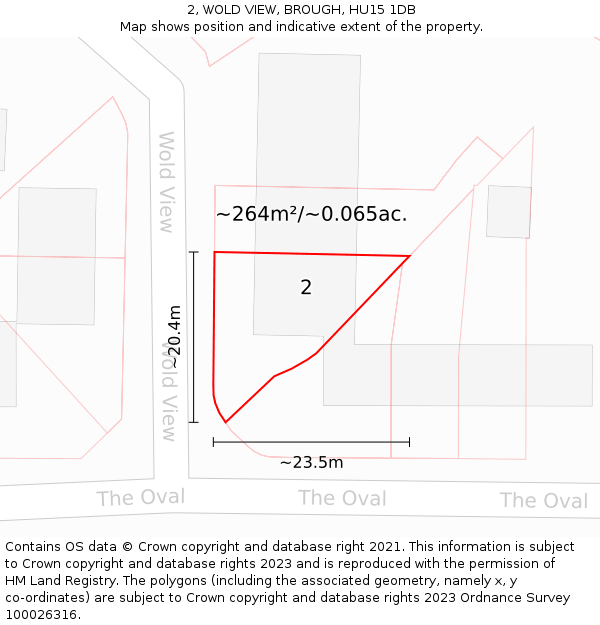 2, WOLD VIEW, BROUGH, HU15 1DB: Plot and title map