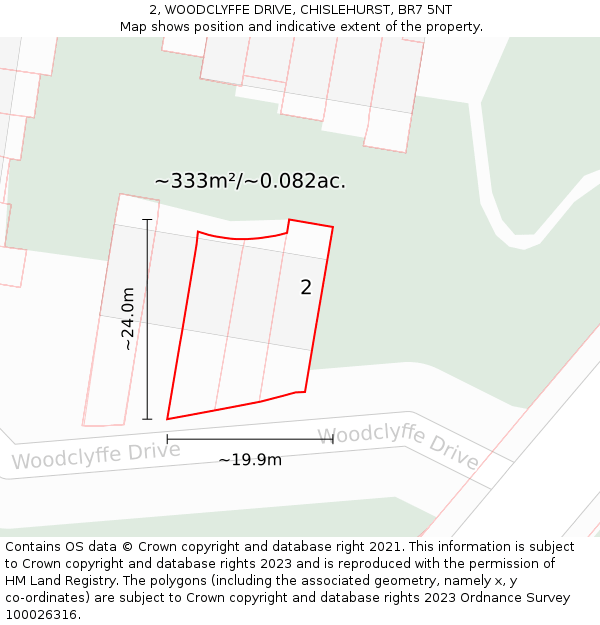 2, WOODCLYFFE DRIVE, CHISLEHURST, BR7 5NT: Plot and title map
