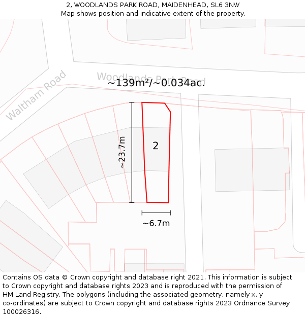 2, WOODLANDS PARK ROAD, MAIDENHEAD, SL6 3NW: Plot and title map