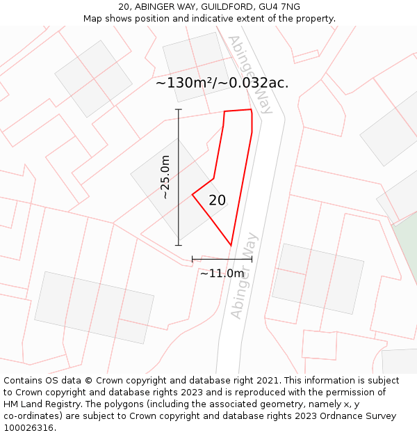 20, ABINGER WAY, GUILDFORD, GU4 7NG: Plot and title map