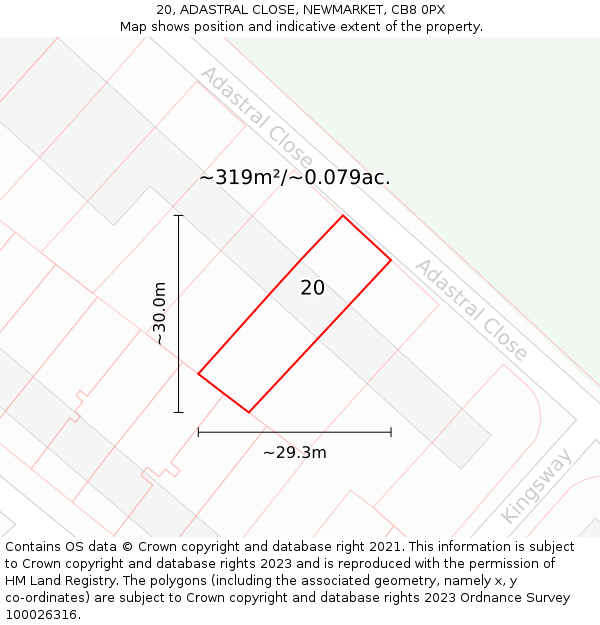20, ADASTRAL CLOSE, NEWMARKET, CB8 0PX: Plot and title map