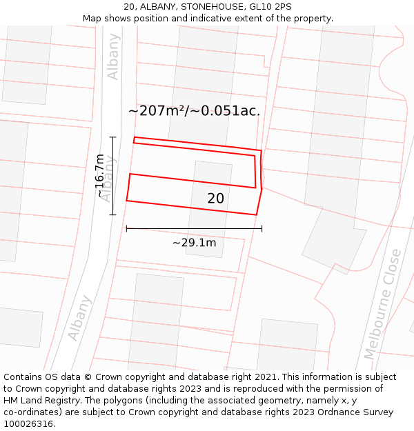 20, ALBANY, STONEHOUSE, GL10 2PS: Plot and title map