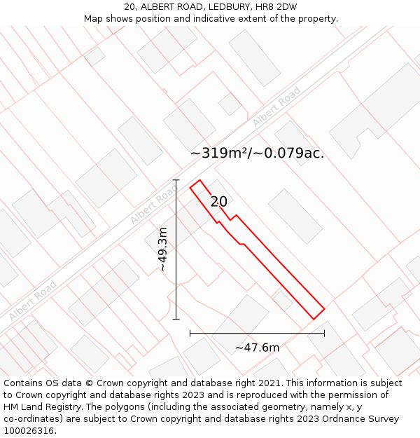 20, ALBERT ROAD, LEDBURY, HR8 2DW: Plot and title map