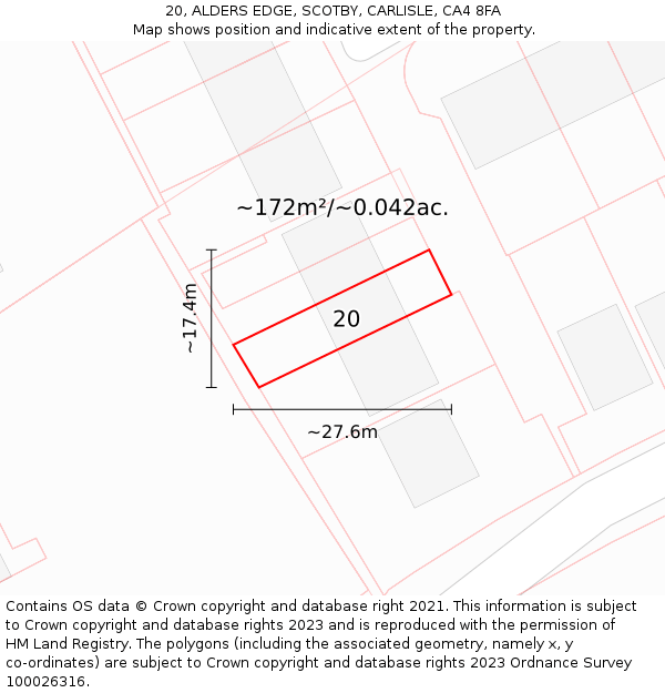 20, ALDERS EDGE, SCOTBY, CARLISLE, CA4 8FA: Plot and title map