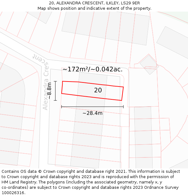 20, ALEXANDRA CRESCENT, ILKLEY, LS29 9ER: Plot and title map