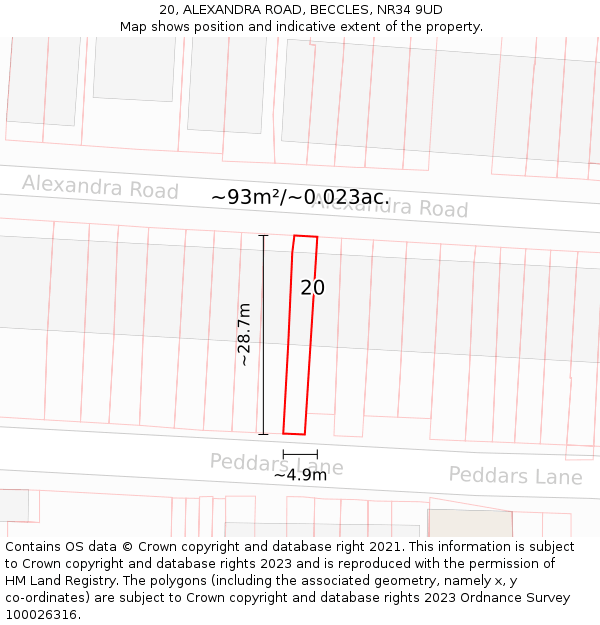 20, ALEXANDRA ROAD, BECCLES, NR34 9UD: Plot and title map
