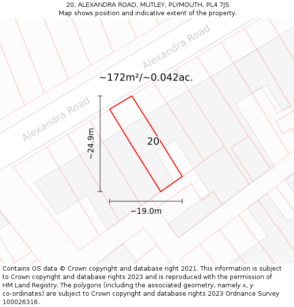 20, ALEXANDRA ROAD, MUTLEY, PLYMOUTH, PL4 7JS: Plot and title map