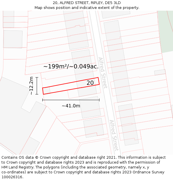 20, ALFRED STREET, RIPLEY, DE5 3LD: Plot and title map
