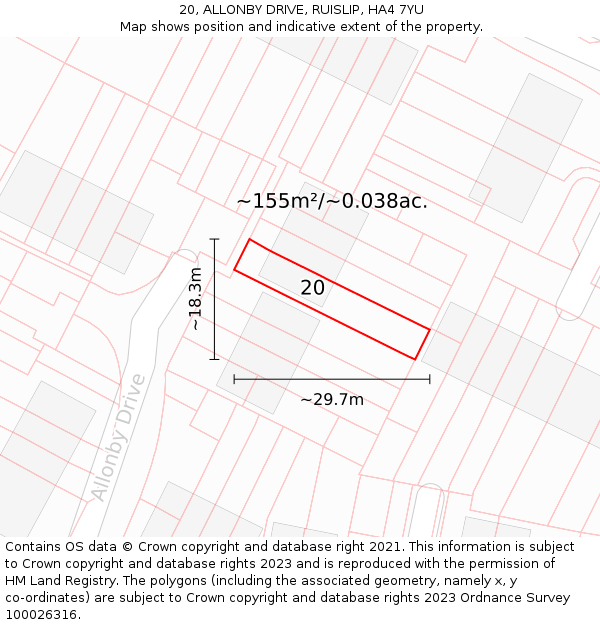 20, ALLONBY DRIVE, RUISLIP, HA4 7YU: Plot and title map