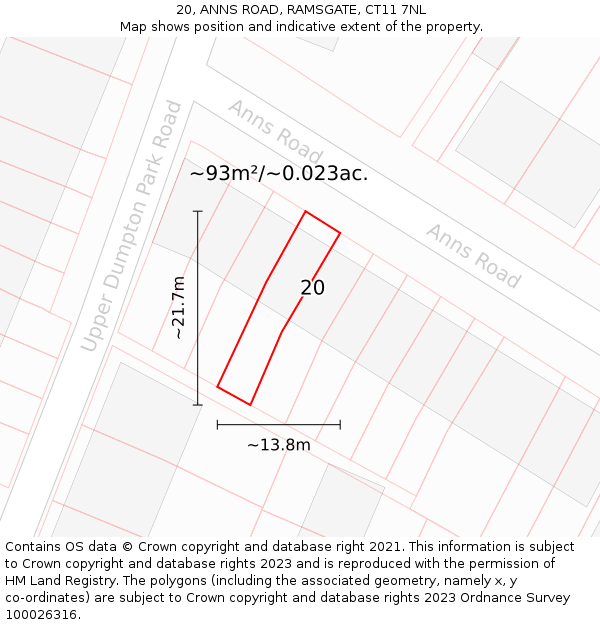 20, ANNS ROAD, RAMSGATE, CT11 7NL: Plot and title map